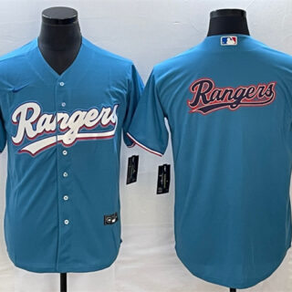 Men's Texas Rangers Blue Team Big Logo Cool Base Stitched Baseball Jersey