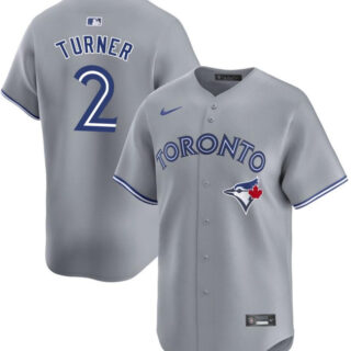 Men's Toronto Blue Jays #2 Justin Turner Grey Away Limited Stitched Jersey