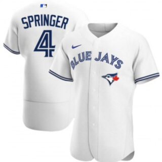 Men's Toronto Blue Jays #4 George Springer 2020 White Flex Base Stitched Jersey