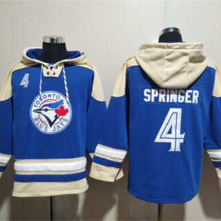 Men's Toronto Blue Jays #4 George Springer Royal Ageless Must-Have Lace-Up Pullover Hoodie