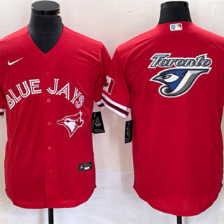 Men's Toronto Blue Jays Red Team Big Logo Cool Base Stitched Baseball Jersey