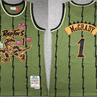 Men's Toronto Raptors #1 Tracy McGrady Green 1998-99 Throwback Stitched Jersey
