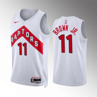 Men's Toronto Raptors #11 Bruce Brown Jr White Association Edition Stitched Basketball Jersey
