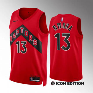 Men's Toronto Raptors #13 Jordan Nwora Red Icon Edition Stitched Basketball Jersey