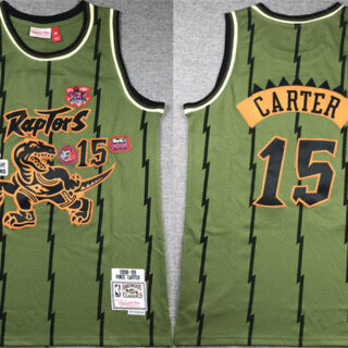 Men's Toronto Raptors #15 Vince Carter Green 1998-99 Throwback Stitched Jersey