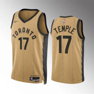 Men's Toronto Raptors #17 Garrett Temple Gold 2023 24 City Edition Stitched Basketball Jersey