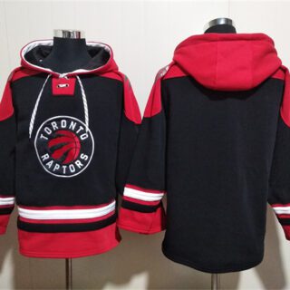Men's Toronto Raptors Blank Black Red Lace-Up Pullover Hoodie