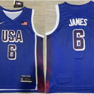 Men's USA Active Player Custom Navy Blue 2024 Olympics Stitched Basketball Jersey