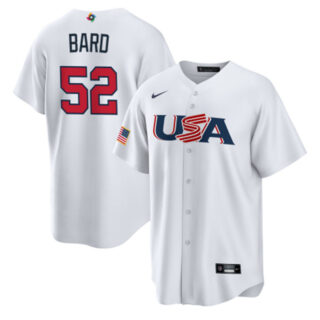 Men's USA Baseball #52 Daniel Bard 2023 White World Baseball Classic Replica Stitched Jersey