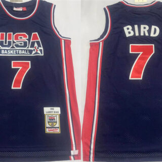 Men's USA Basketball #7 Larry Bird 1992 Navy Throwback Stitched Jersey