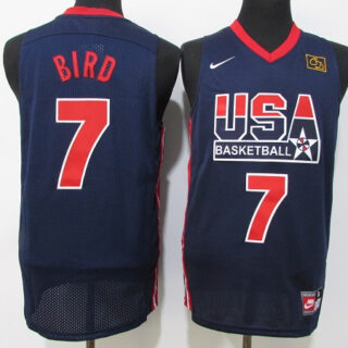Men's USA Basketball #7 Larry Bird Navy Stitched Jersey