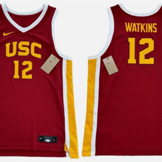 Men's USC Trojans #12 JuJu Watkins Red Stitched Jersey