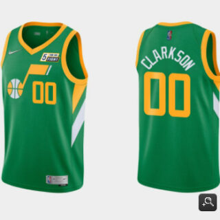 Men's Utah Jazz #00 Jordan Clarkson Green Earned Edition Swingman Stitched Jersey