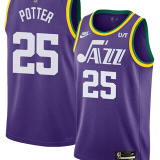Men's Utah Jazz #25 Micah Potter Purple 2023 Classic Edition Stitched Basketball Jersey