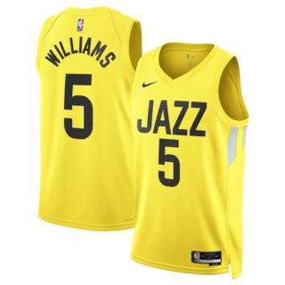 Men's Utah Jazz #5 Cody Williams Yellow 2024 Draft Association Edition Stitched Basketball Jersey