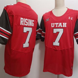 Men's Utah Utes #7 Cameron Rising Red Limited Stitched Football Jersey