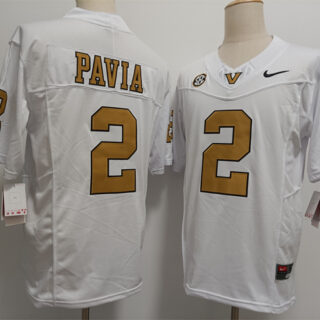 Men's Vanderbilt Commodores #2 Diego Pavia White 2024 F.U.S.E. Vapor Limited Stitched Football Jersey