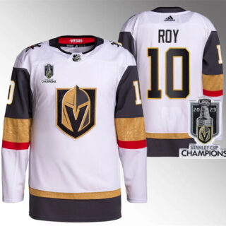 Men's Vegas Golden Knights #10 Nicolas Roy White 2023 Stanley Cup Champions Stitched Jersey