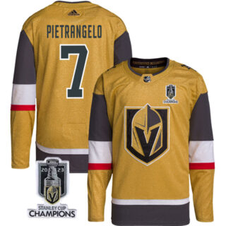 Men's Vegas Golden Knights #7 Alex Pietrangelo Gold 2023 Stanley Cup Champions Stitched Jersey