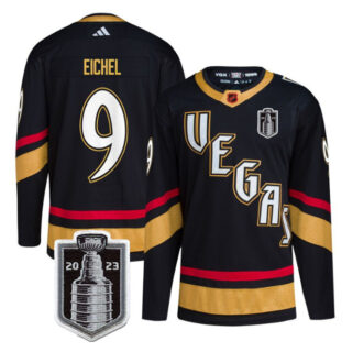 Men's Vegas Golden Knights #9 Jack Eichel Black 2023 Stanley Cup Final Stitched Jersey