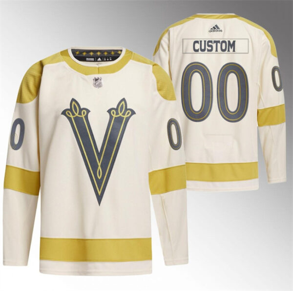 Men's Vegas Golden Knights Custom Cream 2024 Winter Classic Breakaway Stitched Jersey