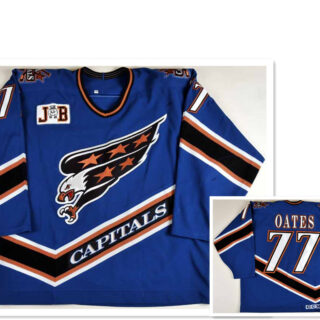 Men's Washington Capitals #77 Adam Oates 1996-97 Game Worn with Patch JB Jersey