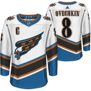 Men's Washington Capitals #8 Alex Ovechkin White Throwback Stitched Jersey