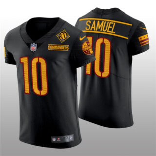 Men's Washington Commanders #10 Curtis Samuel 90th Anniversary Black Elite Stitched Jersey