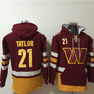 Men's Washington Commanders #21 Sean Taylor Yellow Burgundy Lace-Up Pullover Hoodie