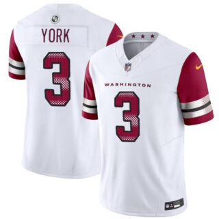 Men's Washington Commanders #3 Cade York White 2024 F.U.S.E Vapor Limited Stitched Football Jersey