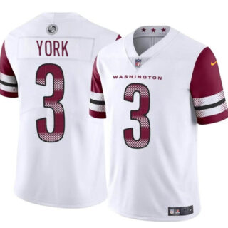 Men's Washington Commanders #3 Cade York White 2024 Vapor Limited Stitched Football Jersey