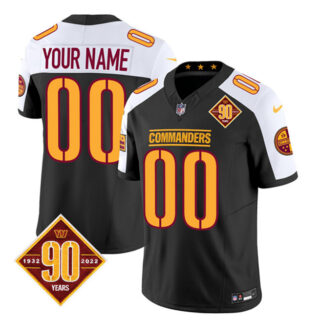 Men's Washington Commanders Active Player Custom Black White 2023 F.U.S.E. 90th Anniversary Vapor Limited Stitched Football Jersey