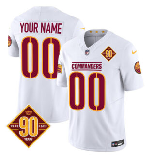 Men's Washington Commanders Active Player Custom White 2023 F.U.S.E. 90th Anniversary Vapor Limited Stitched Football Jersey