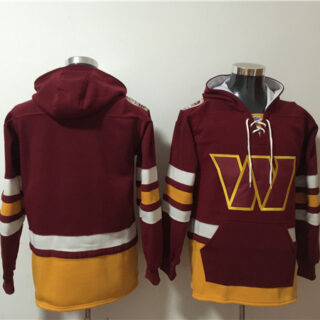 Men's Washington Commanders Blank Burgundy Lace-Up Pullover Hoodie