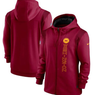 Men's Washington Football Team 2021 Burgundy Sideline Team Performance Full-Zip Hoodie