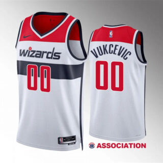 Men's Washington Wizards #00 Tristan Vukcevic White Association Edition Stitched Basketball Jersey