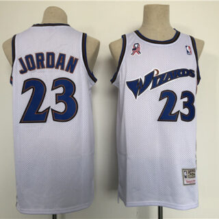 Men's Washington Wizards #23 Michael Jordan White Throwback Stitched Jersey