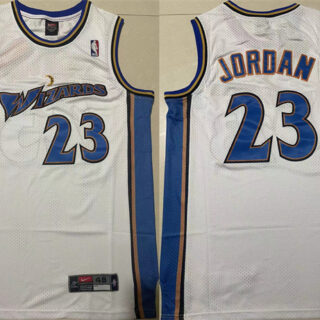 Men's Washington Wizards #23 Michael Jordan White Throwback Stitched Jersey