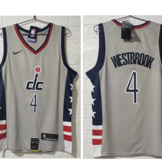 Men's Washington Wizards #4 Russell Westbrook NEW Grey 2021 City Edition NBA Swingman Jersey