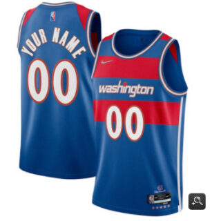 Men's Washington Wizards Active Player Custom 75th Anniversary 2021 2022 Blue City Edition Swingman Stitched Jersey