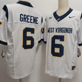 Men's West Virginia Mountaineers #6 Garrett Greene White F.U.S.E. Stitched Jersey