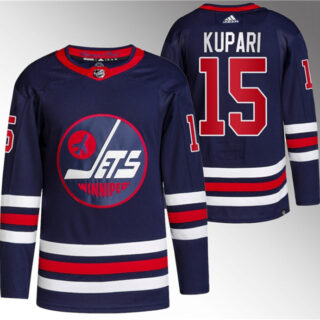 Men's Winnipeg Jets #15 Rasmus Kupari 2021 22 Navy Stitched Jersey