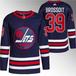 Men's Winnipeg Jets #39 Laurent Brossoit 2021 22 Navy Stitched Jersey