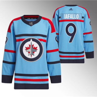 Men's Winnipeg Jets #9 Alex Iafallo Light Blue Anniversary Primegreen Stitched Jersey