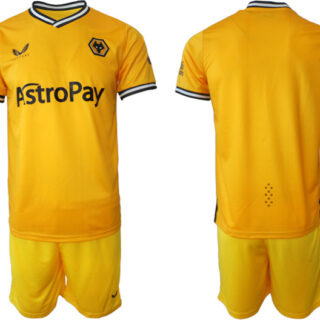 Men's Wolverhampton Wanderers Custom 2023 24 Gold Home Soccer Jersey Suit