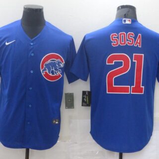 Men Chicago Cubs 21 Sosa Blue Game Nike MLB Jerseys