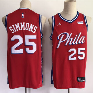Men Philadelphia 76ers 25 Simmons Red New 2021 NBA Jersey