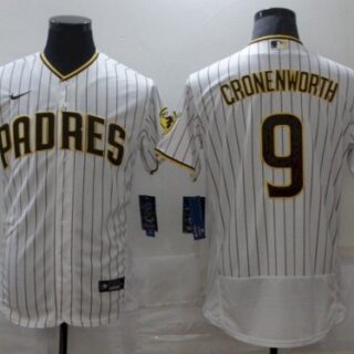 Men San Diego Padres 9 Cronenworth White stripe Elite 2021 Nike MLB Jersey
