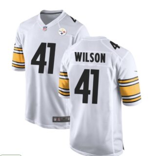Men Steelers #41 Wilson Vapor Limited White Jerseys