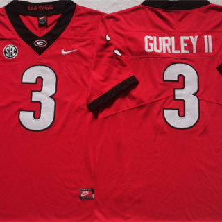 Men's Georgia Bulldogs #3 GURLEY II Red College Football Stitched Jersey
